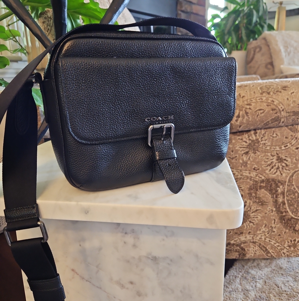 Coach Black Pebbled Leather Crossbody Messenger
